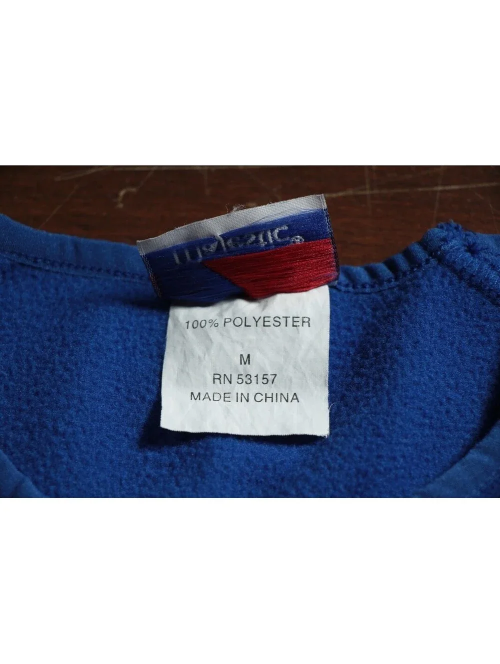 Vintage Men's Majestic Blank Solid Blue Baseball Sweatshirt M Shirt
